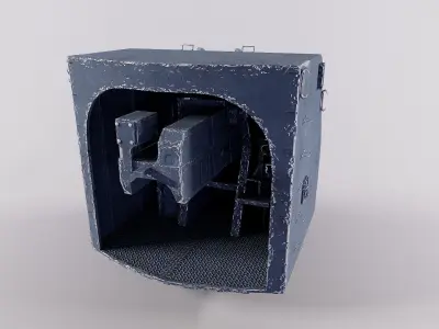 100 mm Universal Deck Installation B-34 1940 Low-poly 3D model