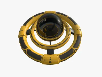 Alien Spaceship UFO E08 Yellow Dirt - Sci Fi Spacecraft Design Low-poly 3D model