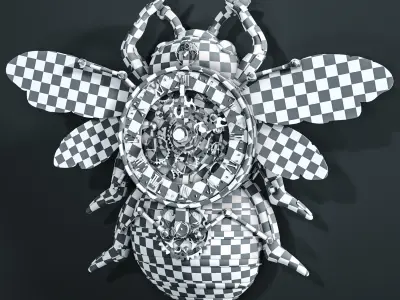 Steampunk Bee Wall Clock Low-poly 3D model