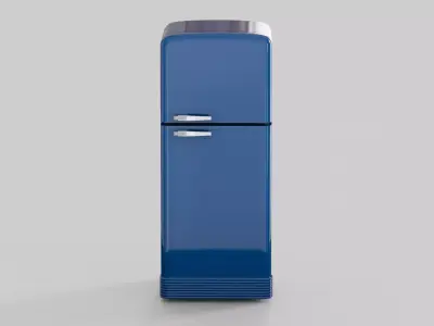 Retro fridge blue Low-poly 3D model