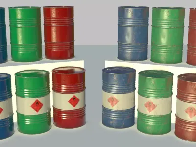 PBR Chemical Barrel Game Asset With LODs Low-poly 3D model