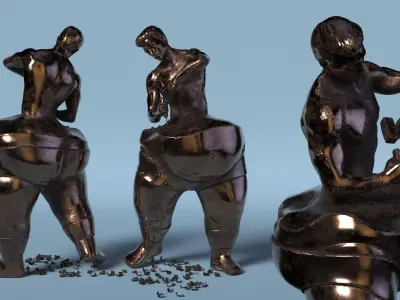 Man Sculpting Body Statue Bronze 3D model