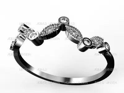 Wave HB 110 Milgrain Half-Band 3D print model