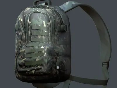 Backpack Camping Generic military human bag storqge baggage Low-poly 3D model 2