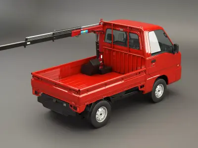 Kei Truck Mini Telescopic Crane 3D model