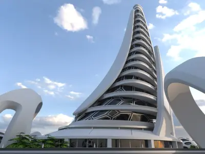 Sci-Fi Futuristic Buildings - High-Quality 3D Model Pack  buy 3D model