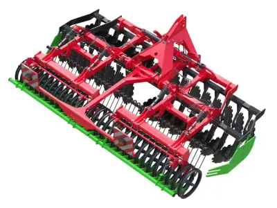 Trailed Disc harrow Low-poly 3D model