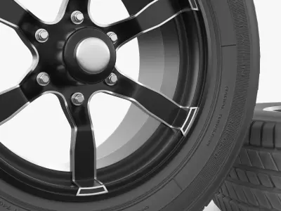 Automotive Alloy Wheel with Tire 3D model
