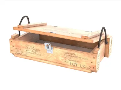 Wooden Ammo Box Low-poly 3D model purchase
