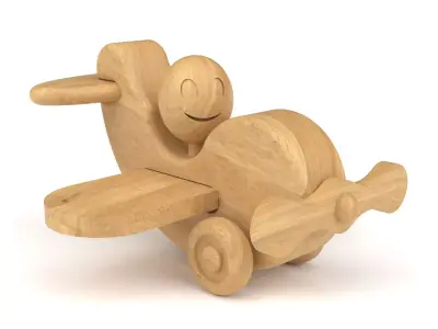 Wooden toy airplane 11 3D model