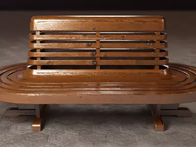 Antique wooden bench 3D model purchase