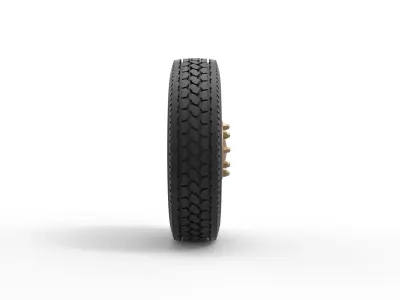 Front custom wire wheel of semi truck Scale 1 to 25 3D print model
