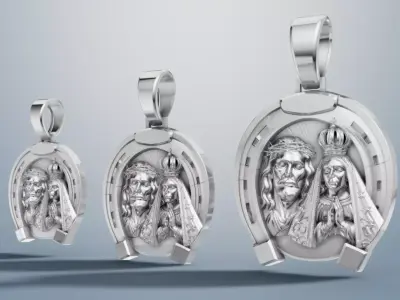  Religious with Virgin Mary and Face of Christ Model for Jewelry 3D print model