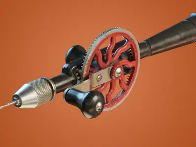 Old Hand Drill Low-poly 3D model get
