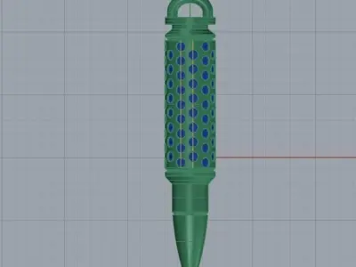 Bullet Round Diamond Pendant Ammunition Necklace 3D print model 3D print model