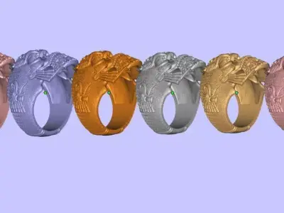 decorative skull ring 3d print ready model US 4 TO 13 sizes  3D print model