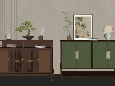 Chinese - style entrance cabinets 3D model