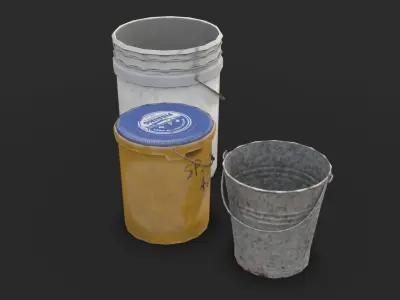 Fishing Buckets Low-poly 3D model