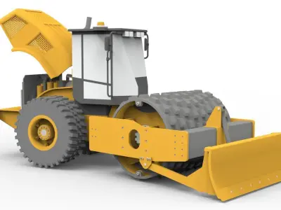 Heavy Equipment - road-roller 3D model