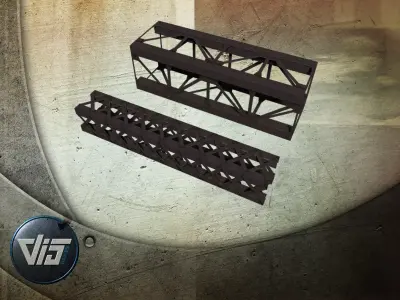 Beam and truss construction set Low-poly 3D model
