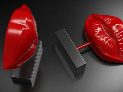  Modern Lips Art Sculpture Red 