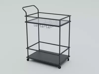Hospital Bedside Stainless Table Low-poly 3D model