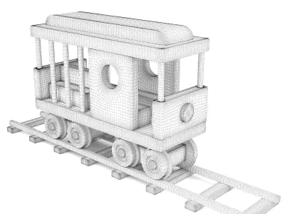 Wooden toy railway carriage 01 3D model