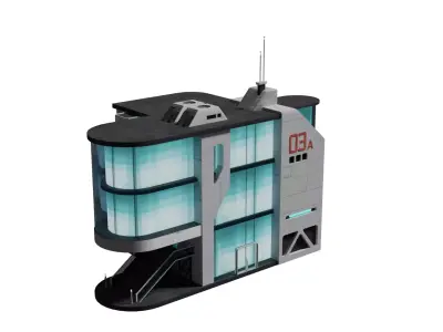 Sci-fi building laboratory Low-poly 3D model