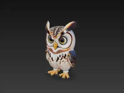 Owl 3D Model Basic - Low Poly Simple  Low-poly 3D model