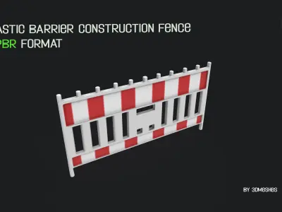 Plastic Barrier Construction Fence Low-poly 3D model