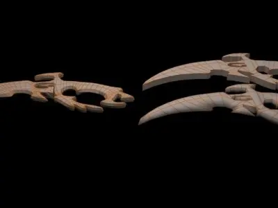 Dagger three wooden axes Low-poly 3D model