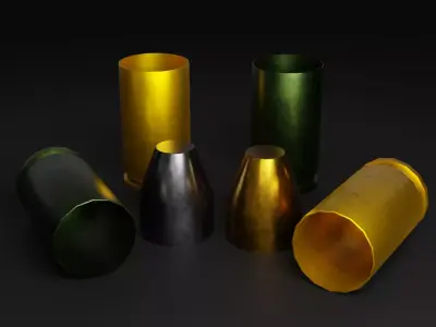9x18mm police ammo casing and bullet Low-poly 3D model Low-poly 3D model