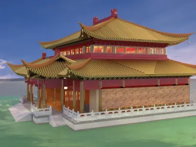 Chinese ancient house  3D model 12