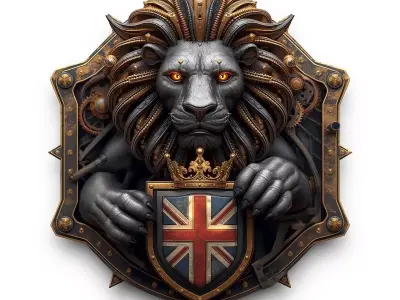 Steampunk-Cyberpunk British Lion Rampant Emblem 3D Model UK 3D model