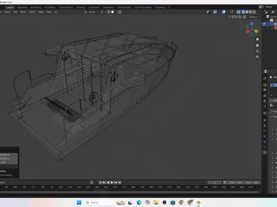 Realistic Low Poly  Small Yacht Cabin Cruiser Boat  Game Ready Low-poly 3D model