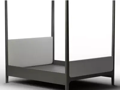 Modern Industrial Melrose Canopy Bed - King Size Low-poly 3D model