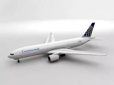 Boeing 777 Airliner - Continental Airlines Low-poly 3D model