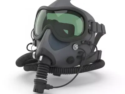Jet Pilot Oxygen Mask and Respirator Low-poly 3D model