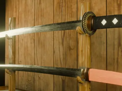 Low Poly Katana Low-poly 3D model