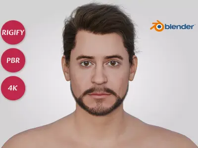 Robert Downey Jr - Celebrity Actress - Classic Side Part Hair Low-poly 3D model