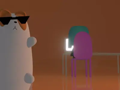 Disco Disco cat Rigged Low-poly 3D model