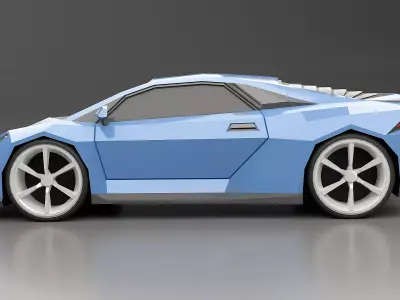 Lowpoly Ponteos concept car Low-poly 3D model