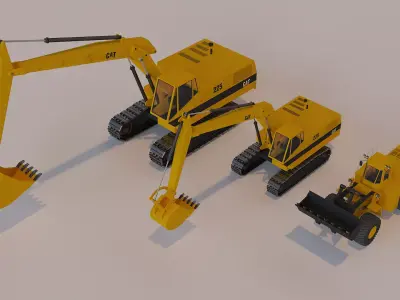 CAT 225  Loading  Machine Low-poly 3D model