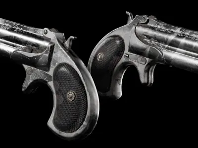 Ultra Low Poly Derringer Low-poly 3D model