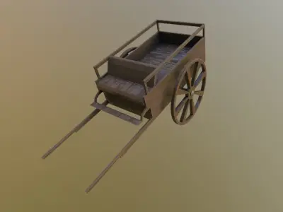Old Horse Wagon Carriage Horse-Drawn Cart PBR GameReady Low-Poly Low-poly 3D model