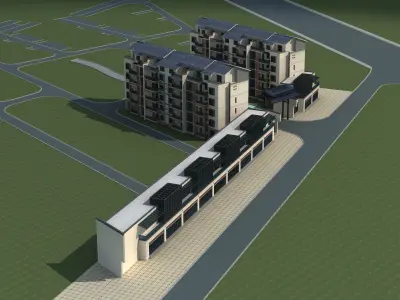 Architecture residential building 3D model purchase