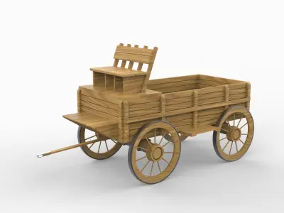 Old Wooden Cart 3D model