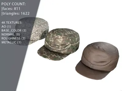 German Officers Cap WW Game Ready Free low-poly 3D model
