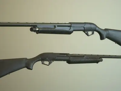 Black Shotgun Low-poly 3D model