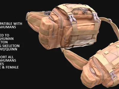 Tactical Waist Bag 15 - All MH Bodies and UE5 Skeletons - Rigged Low-poly 3D model